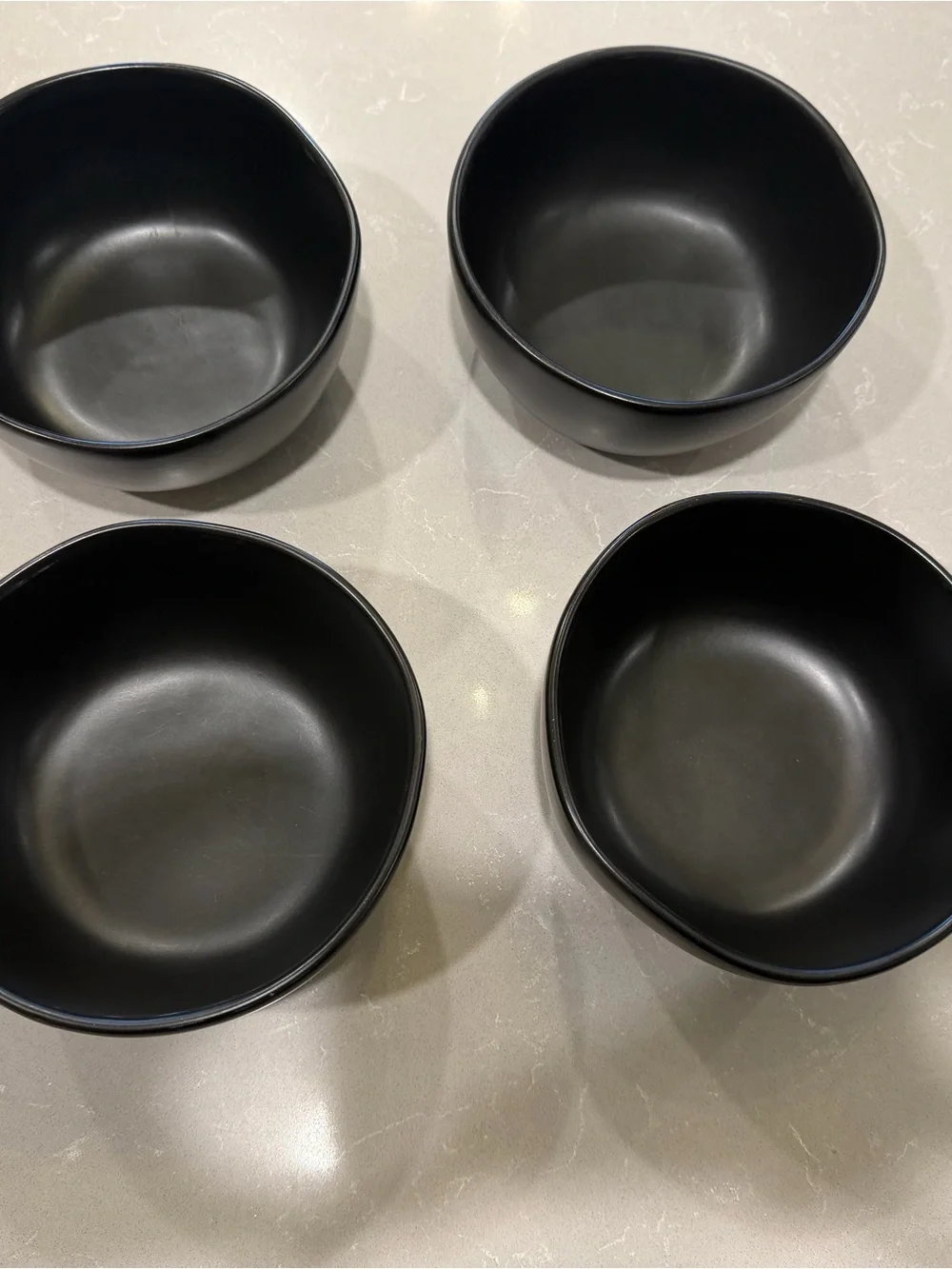 Matte Black Ceramic Cereal Bowls - Set of 4